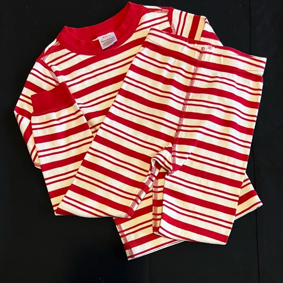Boy Girl Hanna Andersson Red White Stripe Long John Pajamas 100 4 Valentine Day - Picture 3 of 4